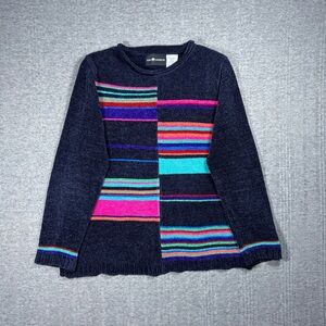 Vintage Chenille Colorblock Sweater Women’s Large Sag Harbor Cozy Soft Colorful